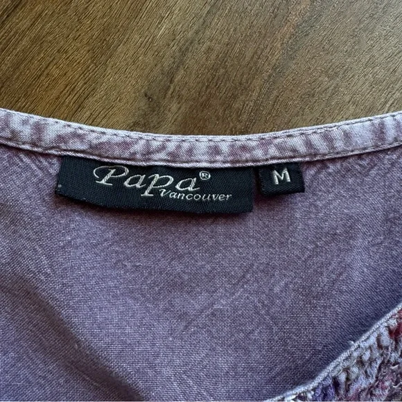 Papa Vancouver Purple Lace Flowy Top Fairycore Boho Romantic Embroidered Blouse - Picture 11 of 12